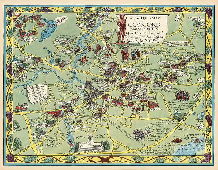 Alva Scott Garfield - A Scott-Map of Concord Massachusetts - c1960 Digital Art by Vintage Map Alva Scott Garfield - A Scott-Map of Concord Massachusetts - c1960 Digital Art by Vintage Map
