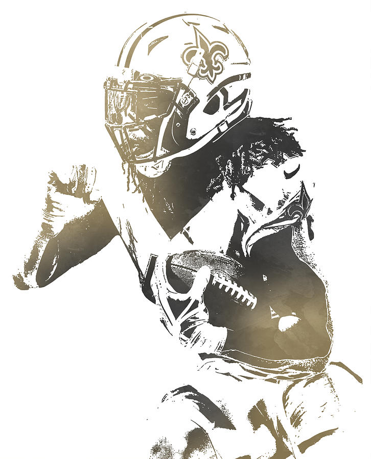 Drew Brees New Orleans Saints Jersey Art T-Shirt by Joe Hamilton - Pixels