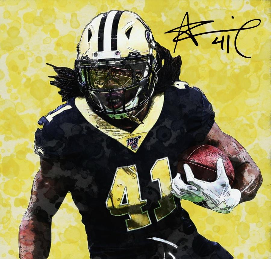 Alvin Kamara Saints RB Watercolors Digital Art by Bob Smerecki - Fine ...