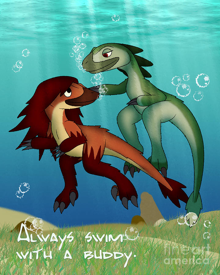 Always Swim with a Buddy Digital Art by Jayson Halberstadt