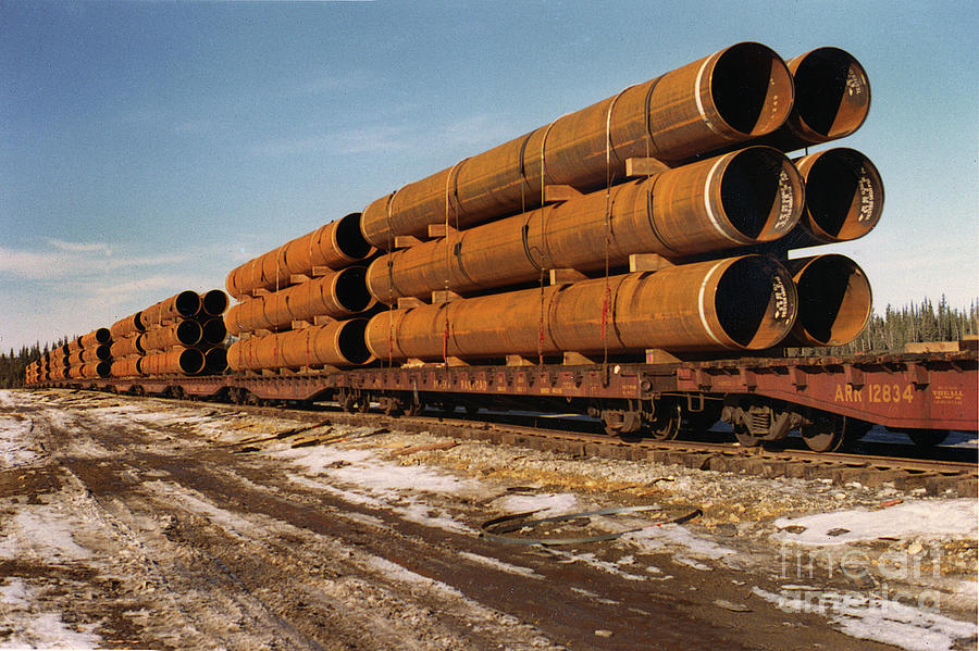 Trans-alaska Pipeline Photograph - Alyeska Oil Pipe storage yard at Fairbanks, Alaska May 1970 by Monterey County Historical Society