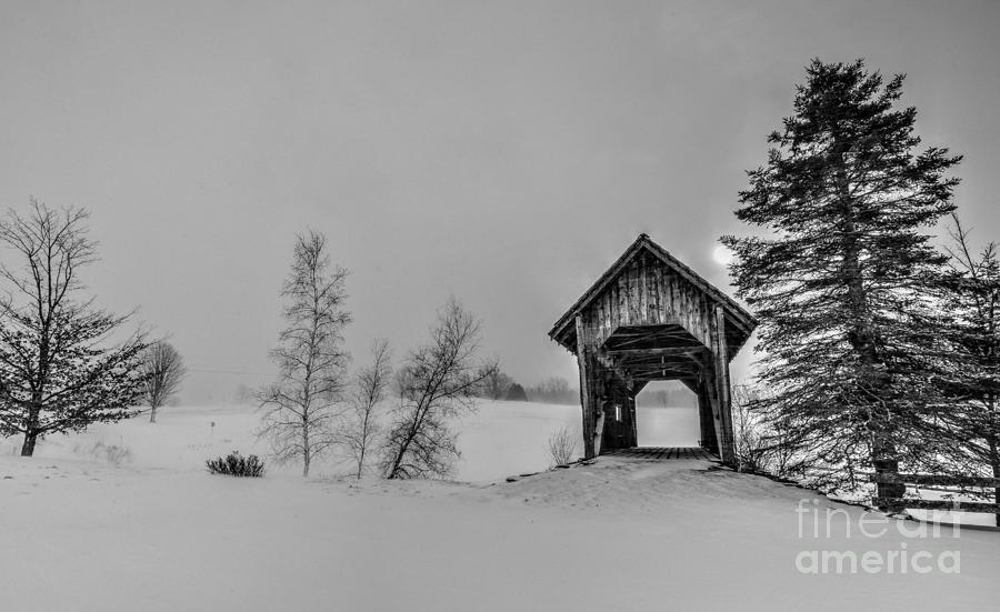 A.M. Foster Covered Bridge in Monochrome Photograph by Steve Brown