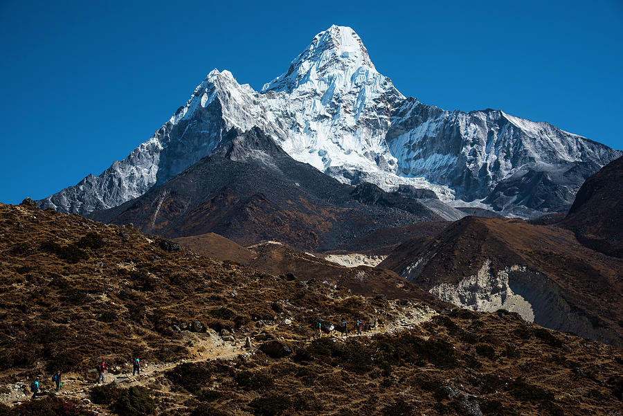 Ama Dablam Hikers Photograph by Owen Weber
