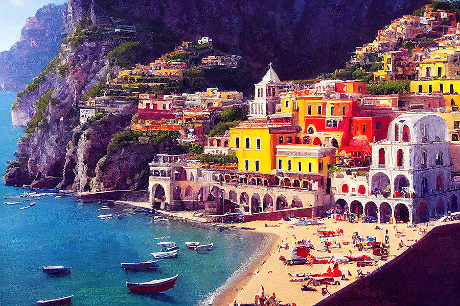 Amalfi Coast, Italian Panorama, 02 Painting by AM FineArtPrints - Fine ...