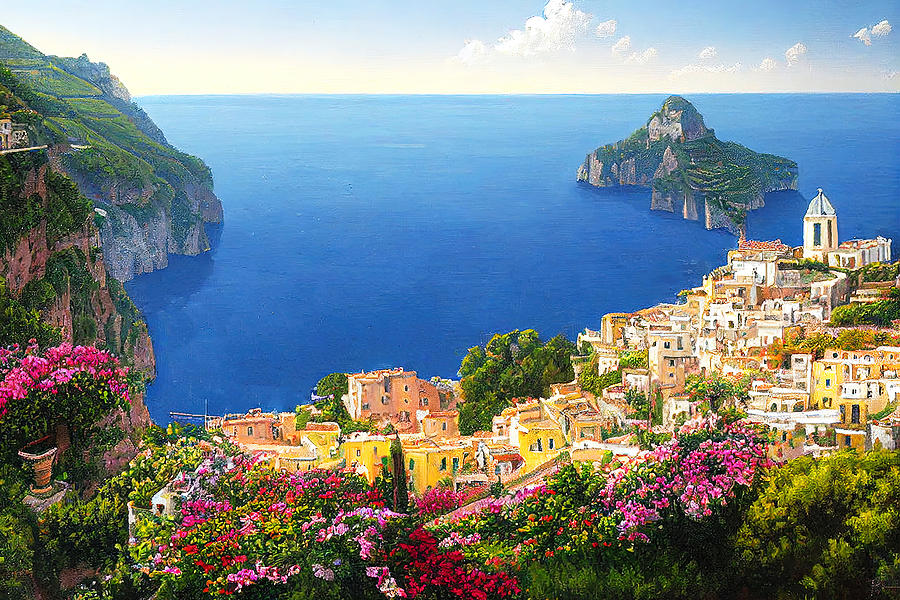 Amalfi Coast, Italian Panorama, 08 Painting by AM FineArtPrints