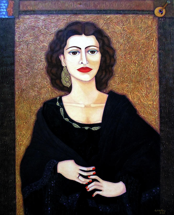 Fado Painting - Amalia Rodrigues - Music born in the soul by Madalena Lobao-Tello