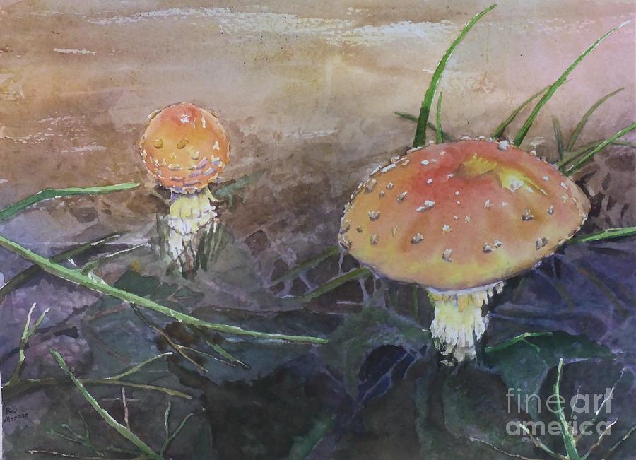 Amanita Mushrooms Painting by Bev Morgan