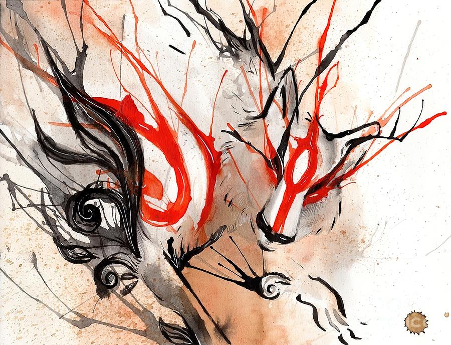 Amaterasu Okami Painting By Lee Helena Pixels