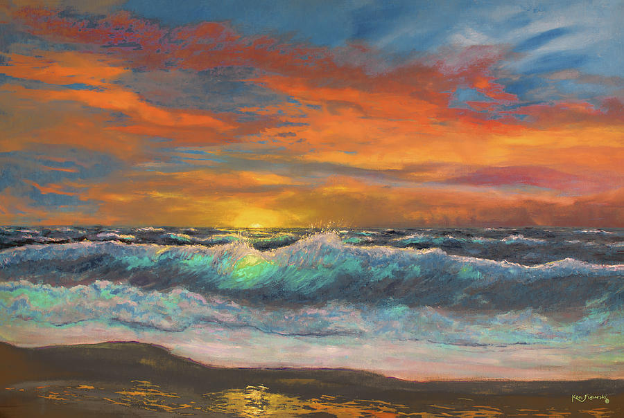 Amazing Beach Sunset Painting by Ken Figurski - Fine Art America