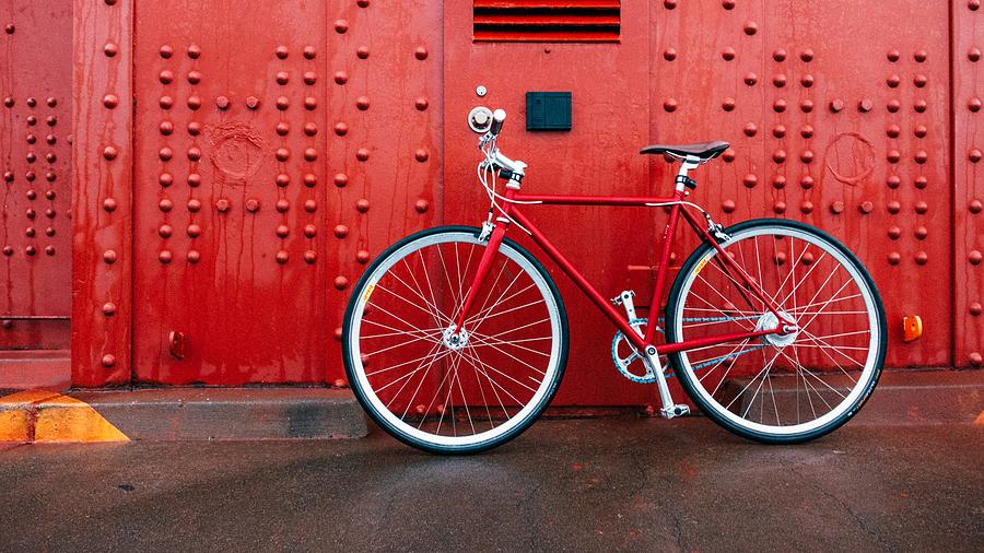Amazing Crimson Bicycle Metal Rivets High Resolution Photograph