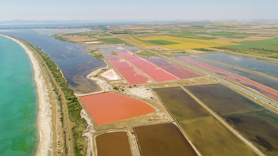 Amazing Drone Aerial Landscape Of The Beautiful Salt Ponds, Near The Beach Photograph