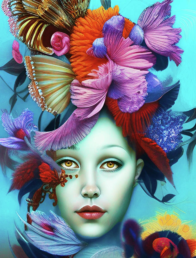 Amazing Flower Hat Digital Art by Grace Iradian