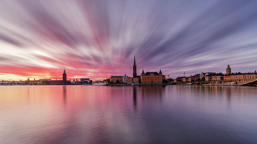 Fiery Photograph - Amazing long exposure sunset over Stockholm by Dejan Kostic Fiery Photograph - Amazing long exposure sunset over Stockholm by Dejan Kostic