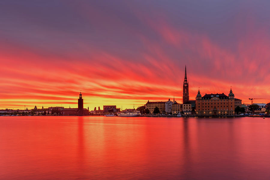 Fiery Photograph - Amazing sunset burn over Stockholm by Dejan Kostic Fiery Photograph - Amazing sunset burn over Stockholm by Dejan Kostic