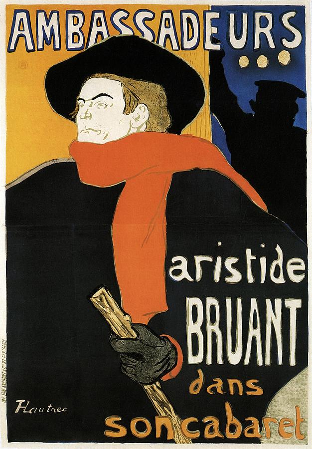 Ambassadeurs - Aristide Bruant Dans Son Cabaret - Vintage Advertising Poster -  Henri de Toulouse La Digital Art by Studio Grafiikka