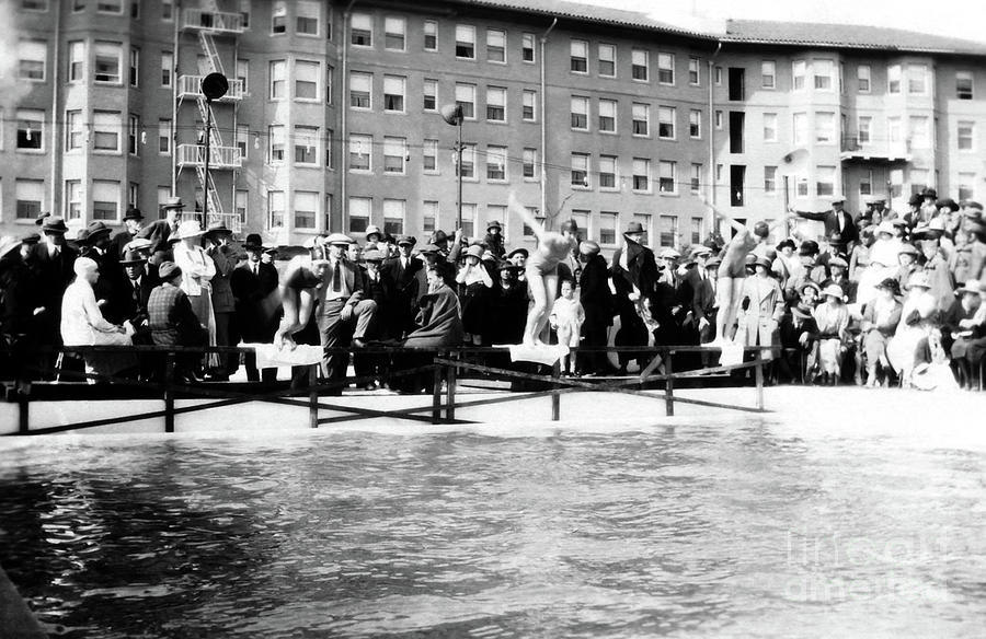 Ambassador Hotel Swimming Pool Race Photograph by Sad Hill - Bizarre Los Angeles Archive