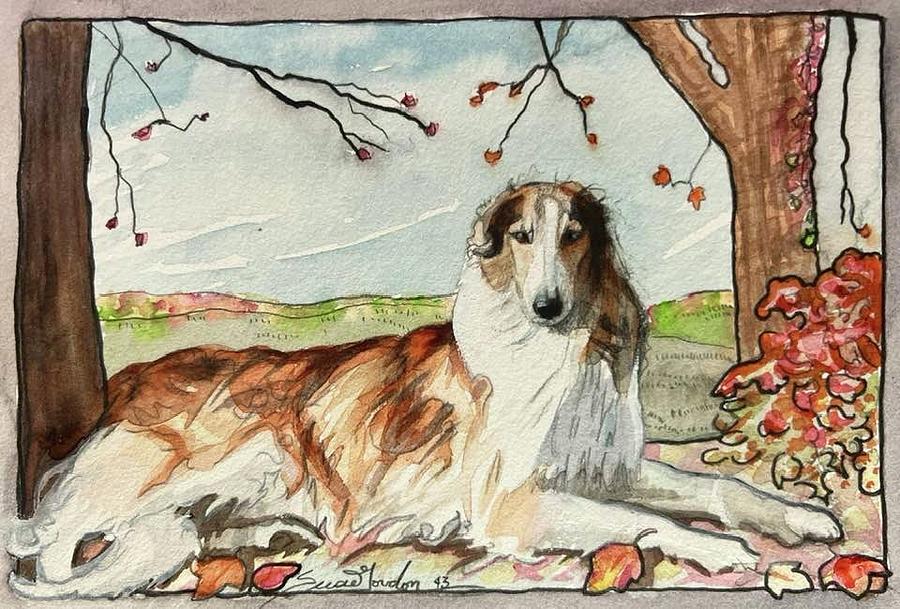 Fall Painting - Amber Chill Silken Windhound by Susie Gordon