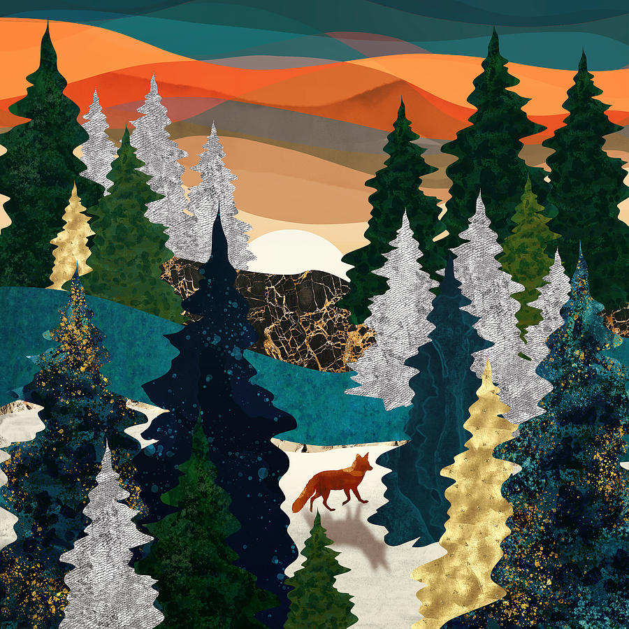 Tree Digital Art - Amber Fox by Spacefrog Designs