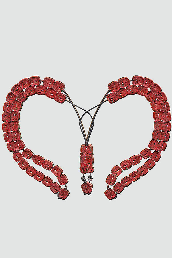 Amber Gemstones Rosary Beads Heart Cream Photograph