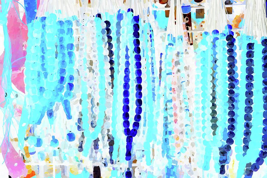 Amber Mixed Media - Amber Gemstones Rosary Beads Blue by Manos Chronakis