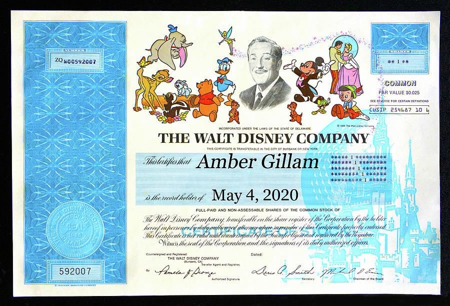 Amber Gillam Disney Stock Cert Photograph