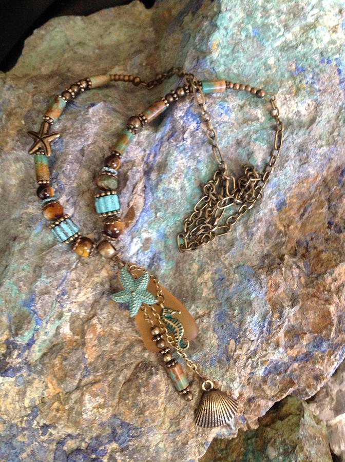 SG024 Amber sea glass  Jewelry by Barbara Prestridge