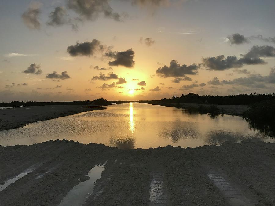 Ambergris Caye, yellow orange sunset water Photograph by Michelle ...