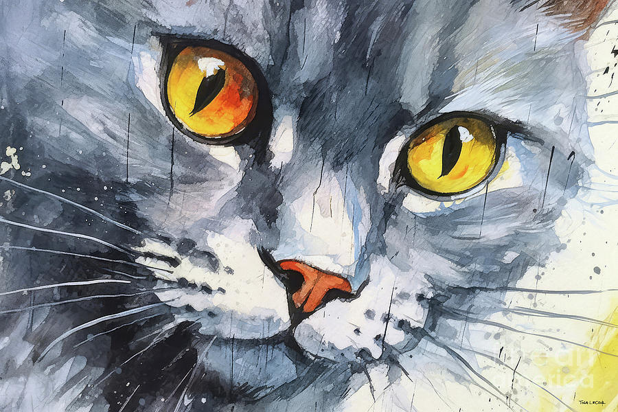 Ambrosias Cat Eyes Painting by Tina LeCour