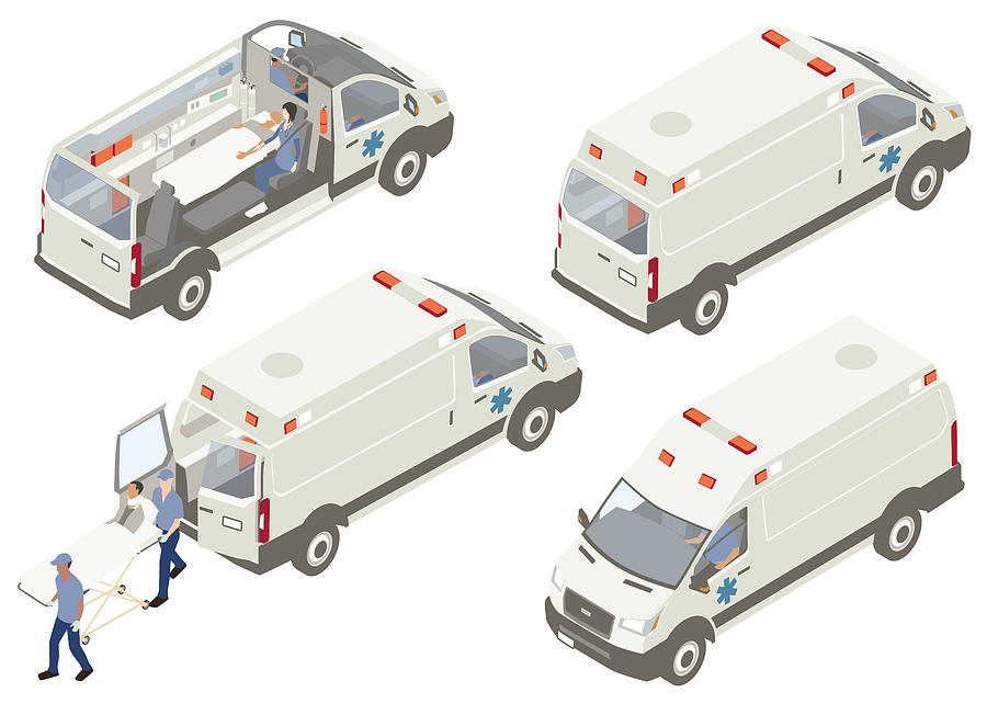 Ambulance cutaways illustration Drawing by Mathisworks