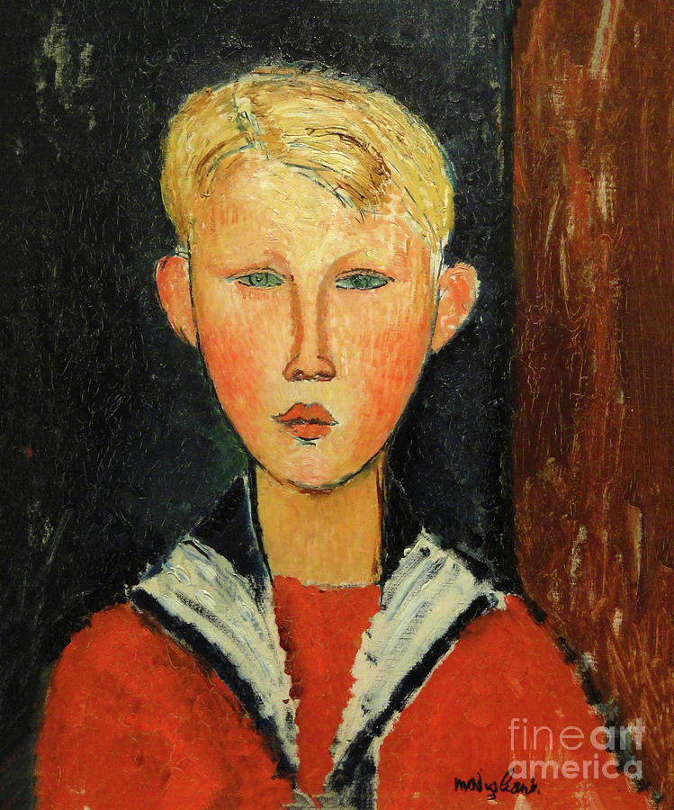 Amedeo Modigliani - The Blue-eyed Boy Painting by Alexandra Arts