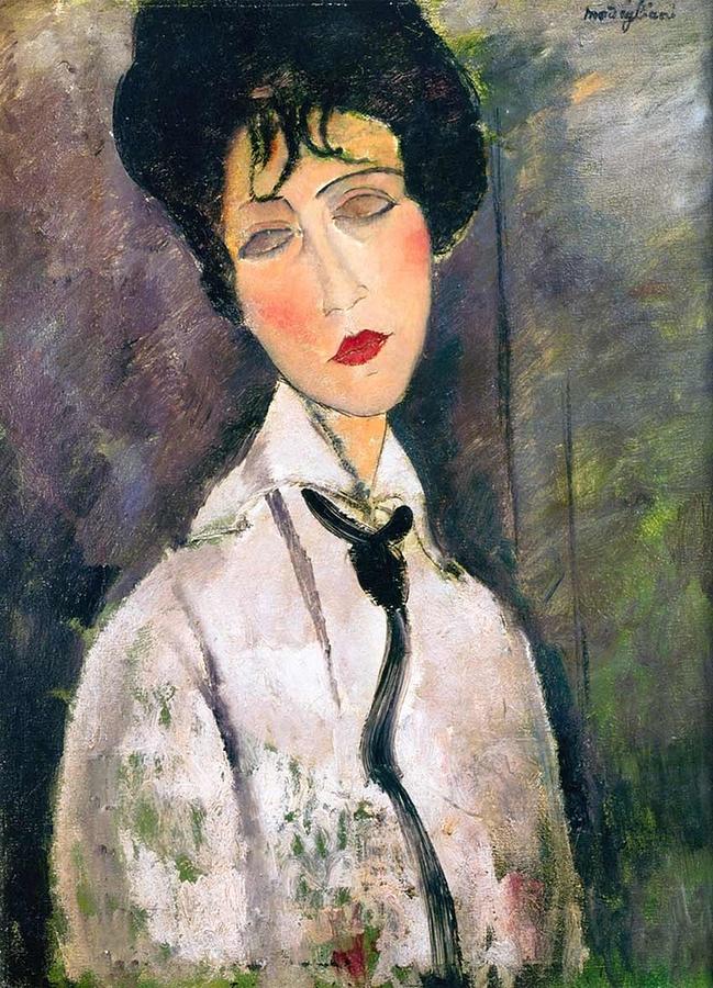Vintage Painting - Amedeo Modigliani - Woman with Black Cravat by Les Classics