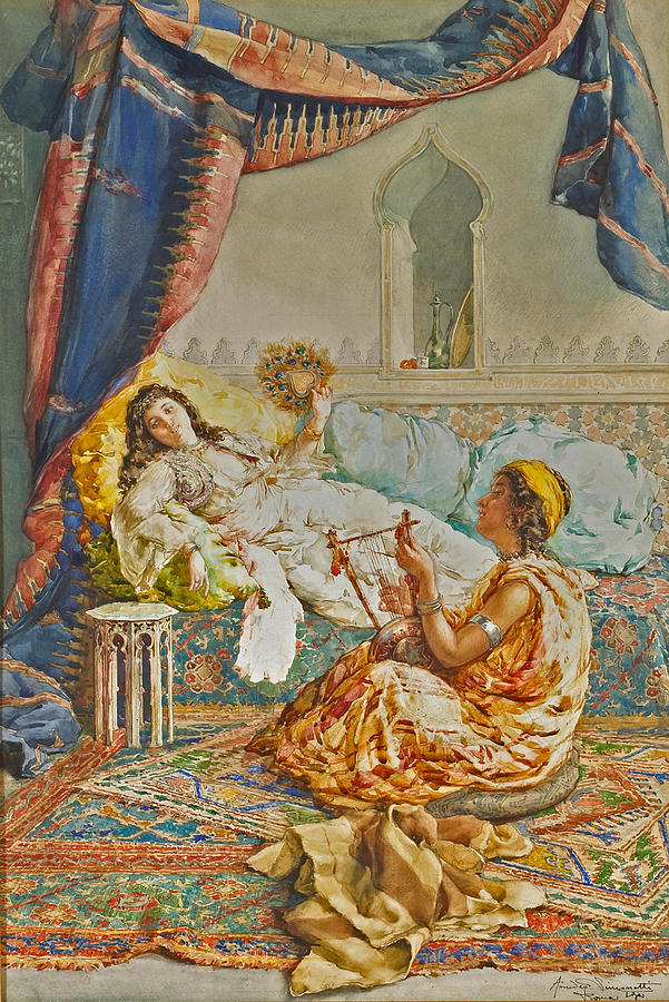 AMEDEO SIMONETTI In the harem Painting by Artistic Rifki