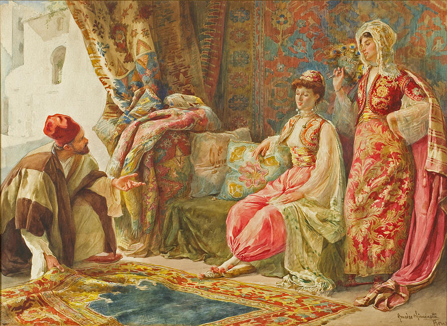 AMEDEO SIMONETTI  The rug merchant Painting by Artistic Rifki