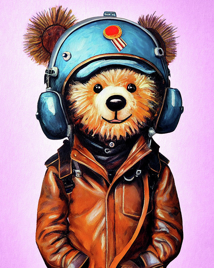 Amelia Bearhart - Teddy Bear Aviator Digital Art by Mark Tisdale