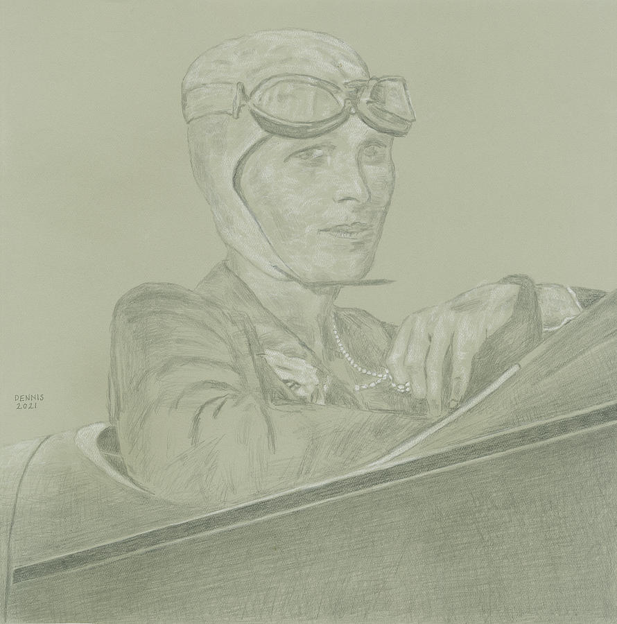 Amelia Earhart Drawing by Dennis Larson Fine Art America