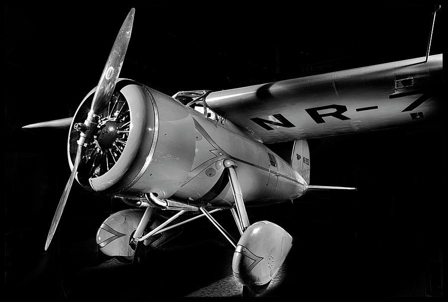 Amelia Earharts Lockheed Vega 5B in Black and White Photograph by Bill Swartwout