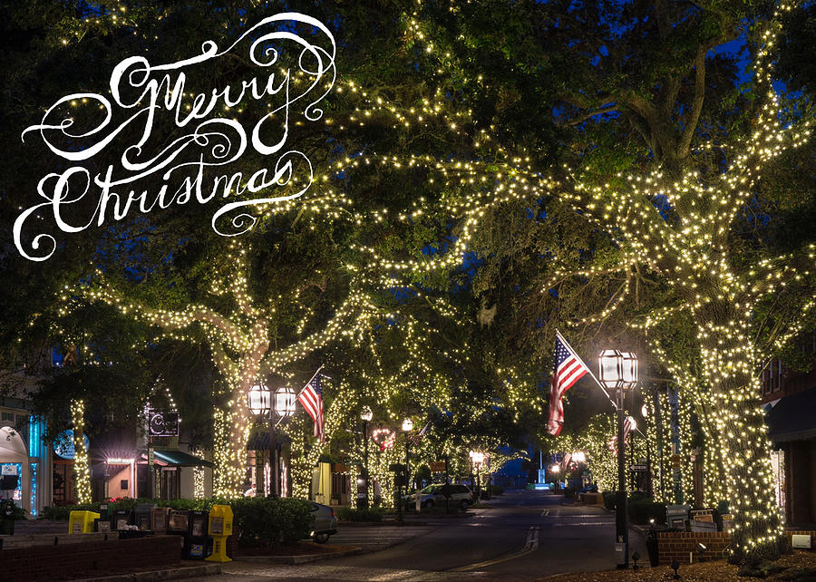 Amelia Island Centre Street Merry Christmas Card Photograph by Dawna Moore Photography