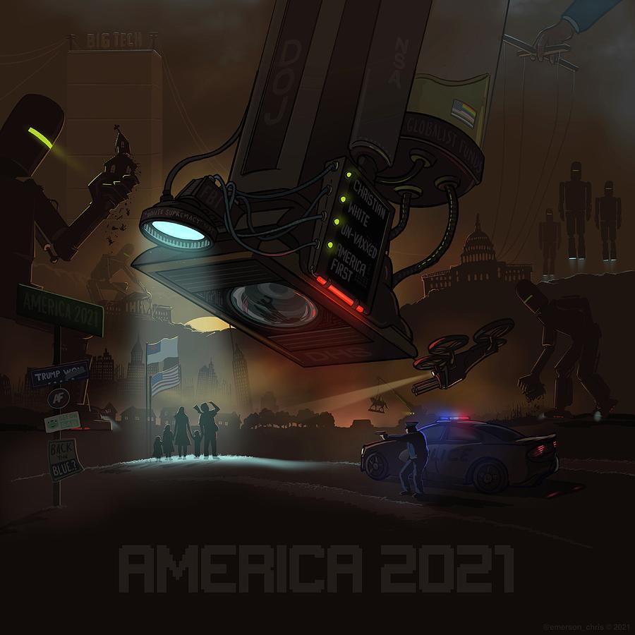 America 2021 with title Digital Art by Emerson Design