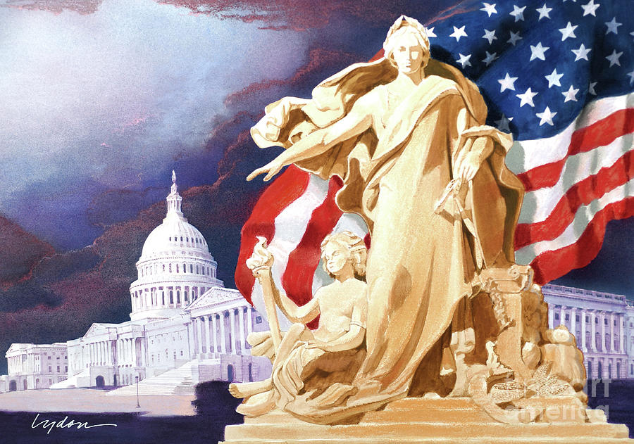 America - Apotheosis of Democracy - Peace Protecting Genius Painting by Tom Lydon