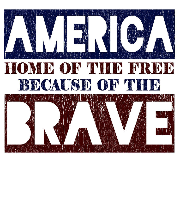 home of the free because of the brave decal for wall