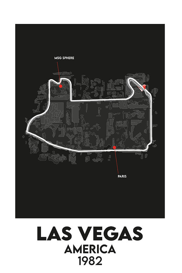 America Las Vegas F1 circuit map Digital Art by Rich Seen - Fine Art ...