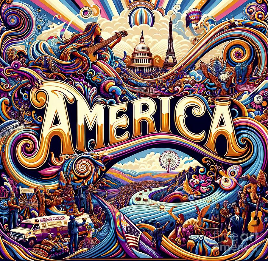 America, music poster Digital Art by Movie World Posters