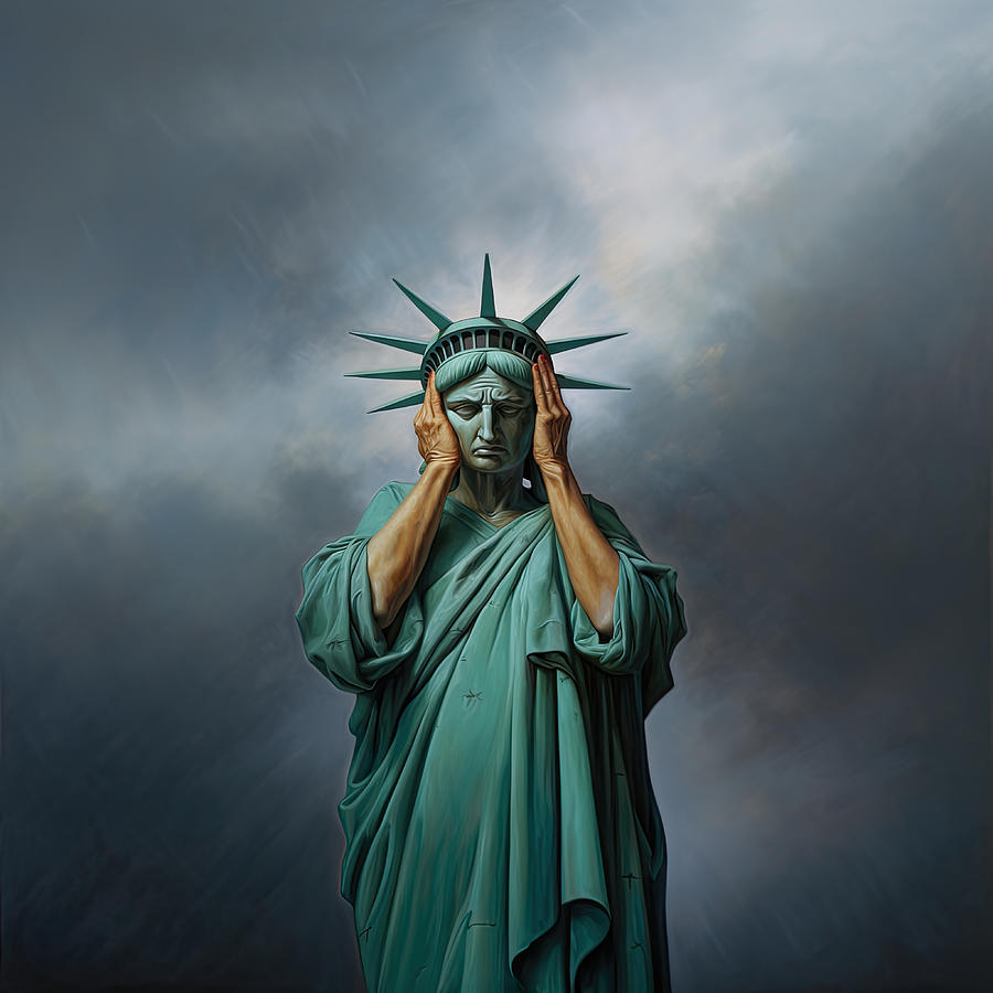 Statue Of Liberty Painting - America, OMG by My Head Cinema