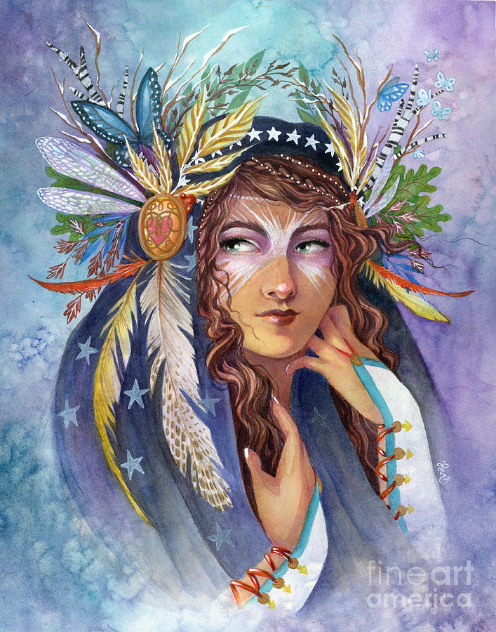 Fairy Painting - America by Sara Burrier