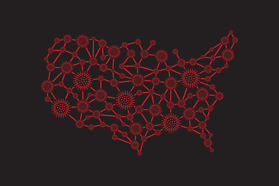 America Virus Propagation Map Community Spreading Controlling Virus Prevention Campaign Drawing by Deskcube