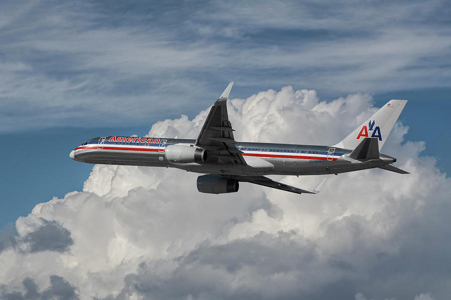 American Airlines Boeing 757 Mixed Media by Erik Simonsen