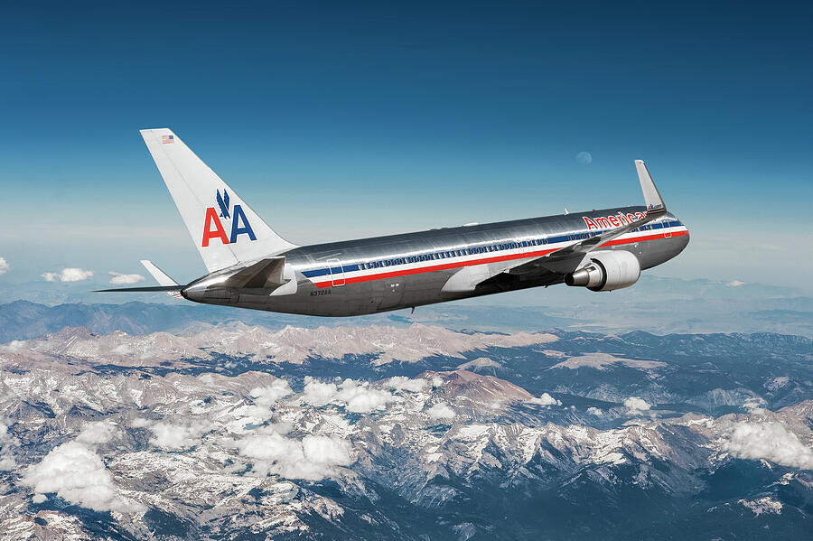 American Airlines Boeing 767 Mixed Media by Erik Simonsen
