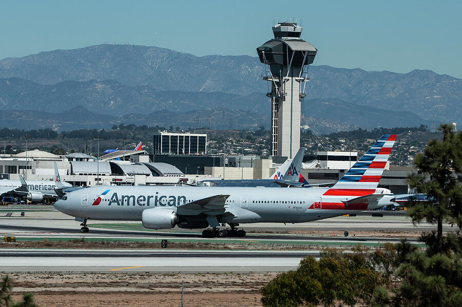 American Airlines Boeing 777 at los Angeles Photograph by Erik Simonsen