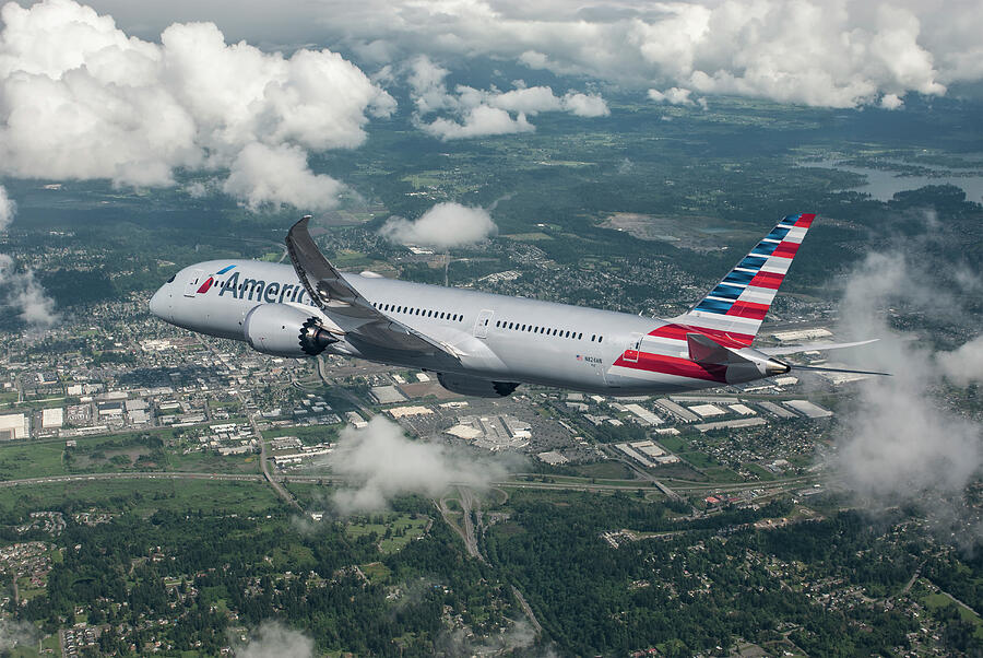 American Airlines Boeing 787-9 Dreamliner Mixed Media by Erik Simonsen