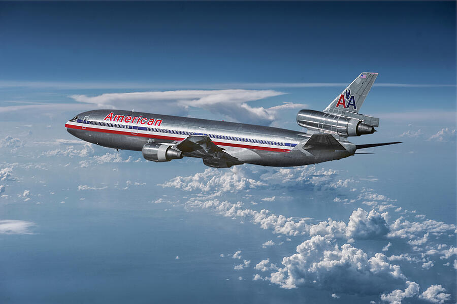 American Airlines DC-10 Mixed Media by Erik Simonsen